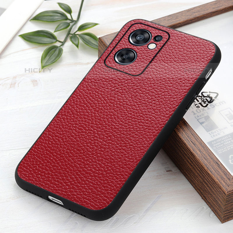 Coque Luxe Cuir Housse Etui B02H pour Oppo Reno7 SE 5G Rouge Plus