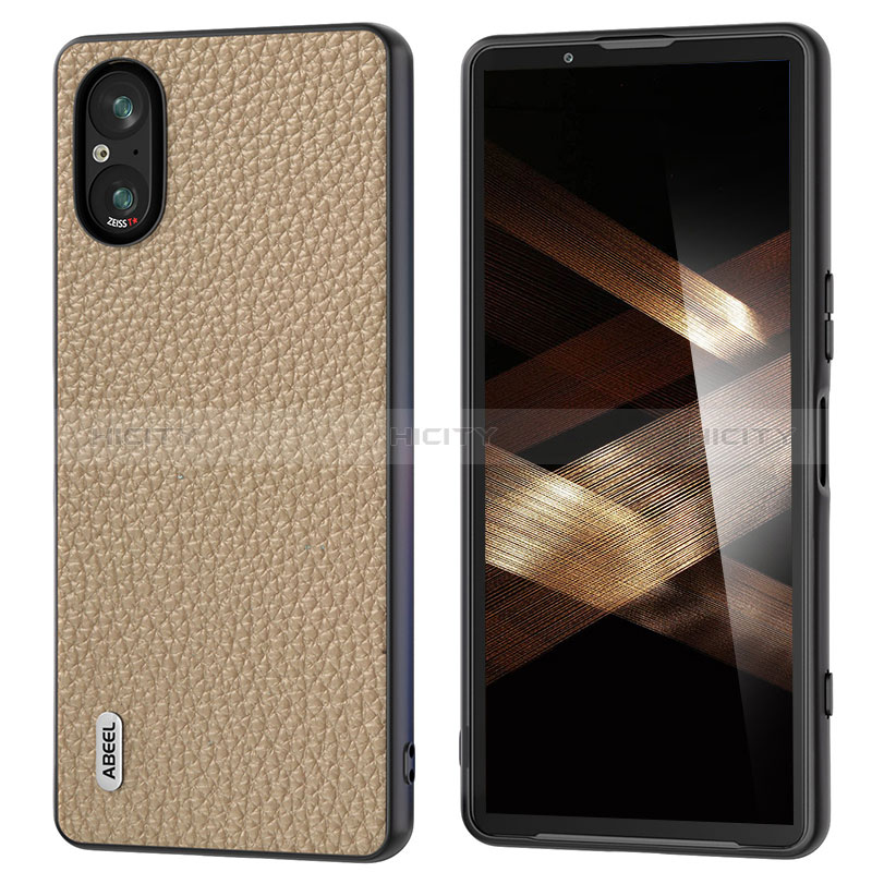 Coque Luxe Cuir Housse Etui B03H pour Sony Xperia 5 V Marron Plus