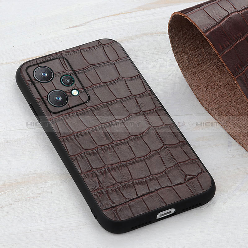 Coque Luxe Cuir Housse Etui B04H pour Realme 9 5G Marron Plus