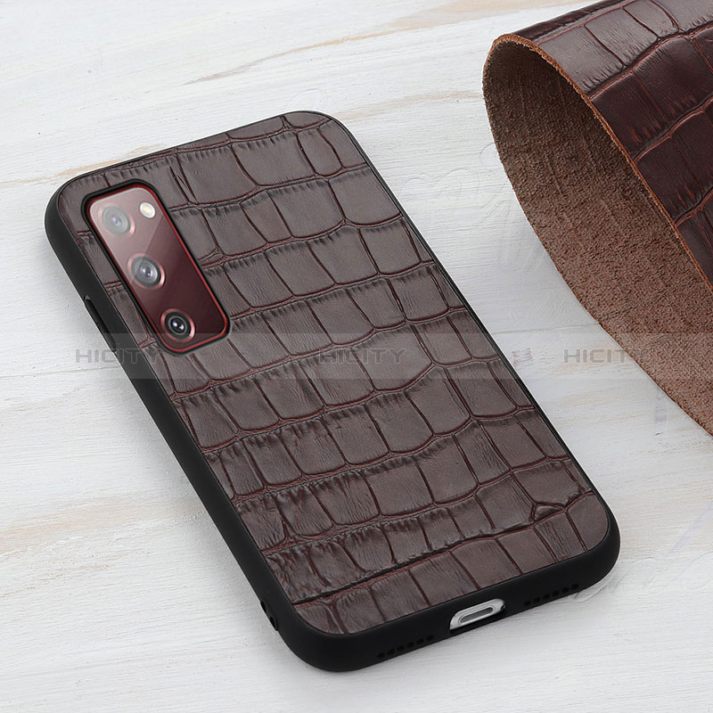 Coque Luxe Cuir Housse Etui B04H pour Samsung Galaxy S20 FE 4G Marron Plus