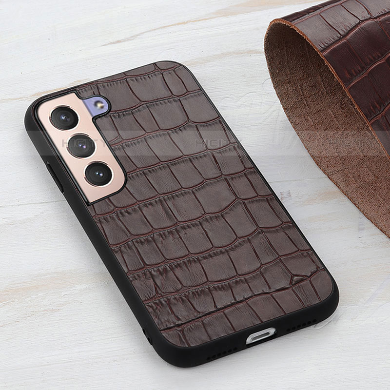 Coque Luxe Cuir Housse Etui B04H pour Samsung Galaxy S21 FE 5G Marron Plus