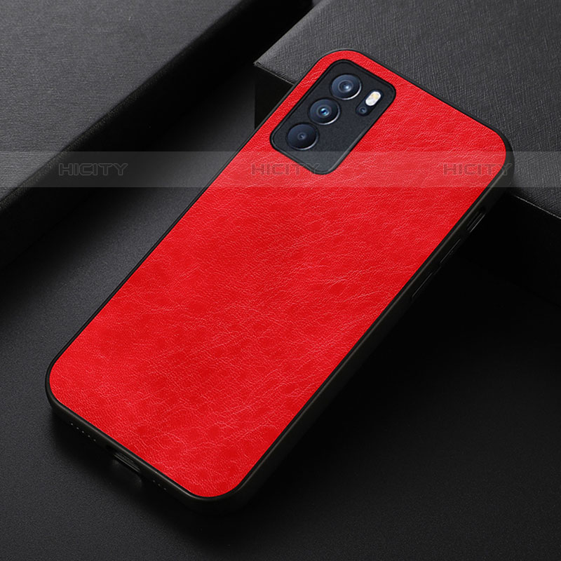 Coque Luxe Cuir Housse Etui B05H pour Oppo Reno6 Pro 5G India Rouge Plus