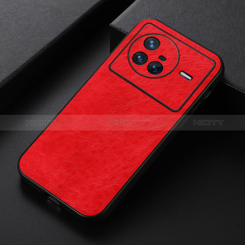 Coque Luxe Cuir Housse Etui B05H pour Vivo X80 5G Rouge Plus