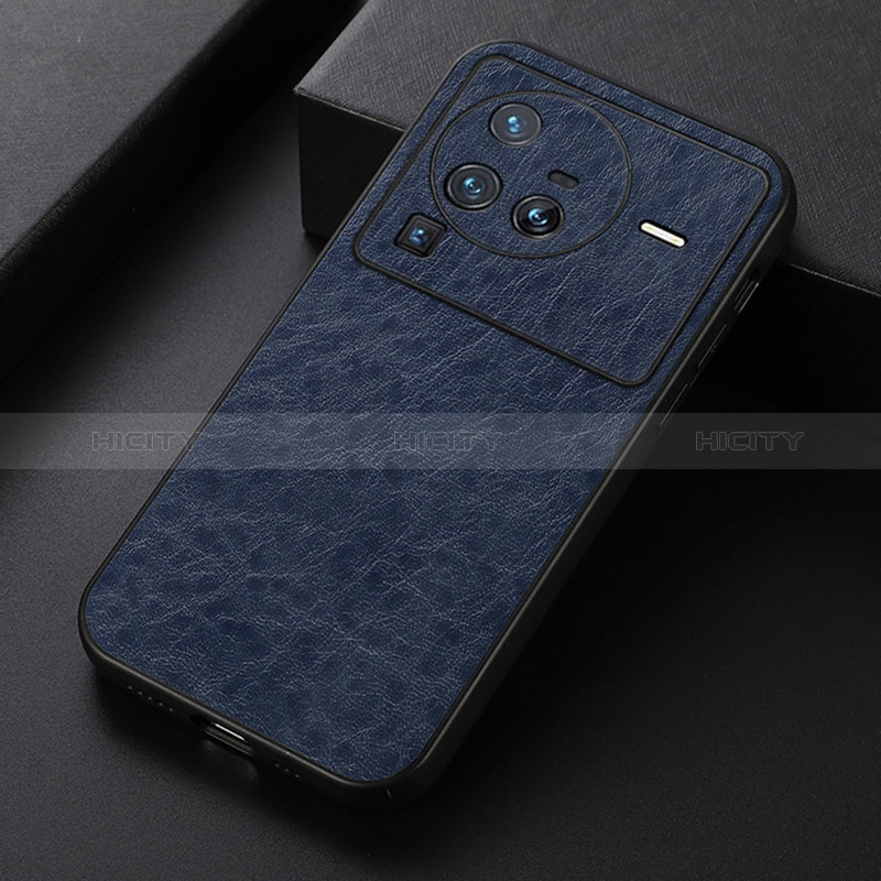 Coque Luxe Cuir Housse Etui B05H pour Vivo X80 Pro 5G Bleu Plus