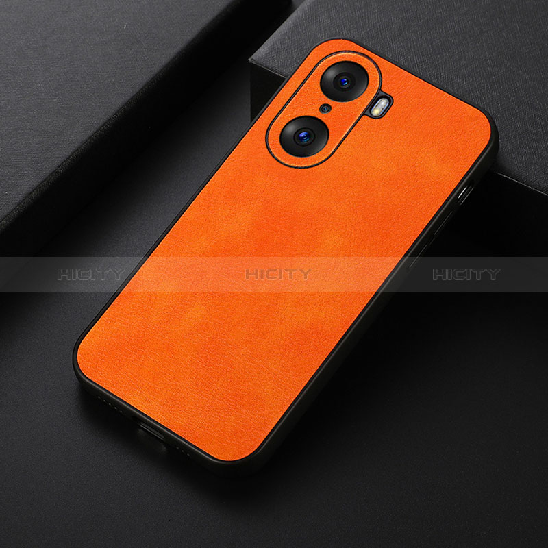 Coque Luxe Cuir Housse Etui B06H pour Huawei Honor 60 5G Orange Plus