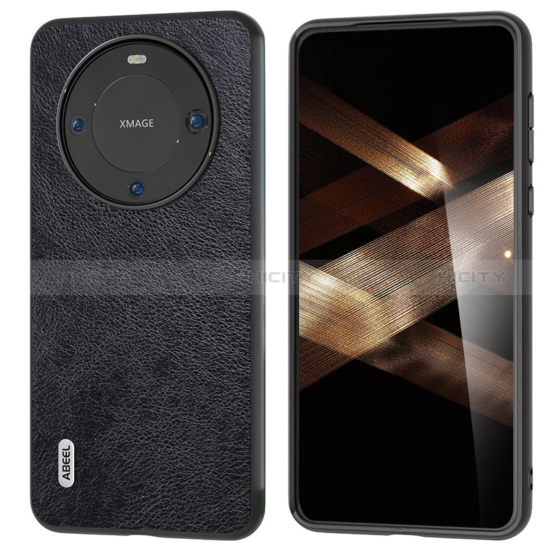 Coque Luxe Cuir Housse Etui B06H pour Huawei Mate 60 Noir Plus