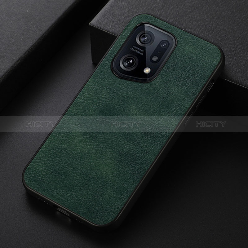 Coque Luxe Cuir Housse Etui B06H pour Oppo Find X5 5G Vert Plus