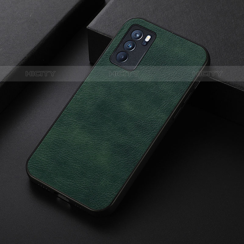 Coque Luxe Cuir Housse Etui B06H pour Oppo Reno6 Pro 5G India Vert Plus