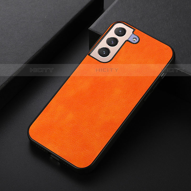 Coque Luxe Cuir Housse Etui B06H pour Samsung Galaxy S21 5G Orange Plus