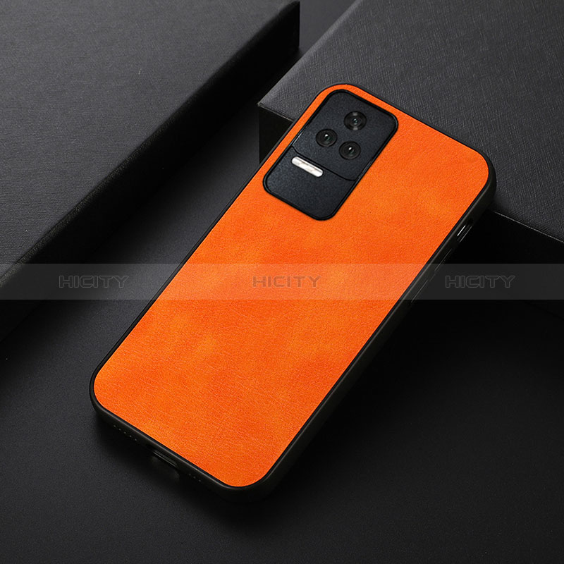 Coque Luxe Cuir Housse Etui B06H pour Xiaomi Poco F4 5G Orange Plus