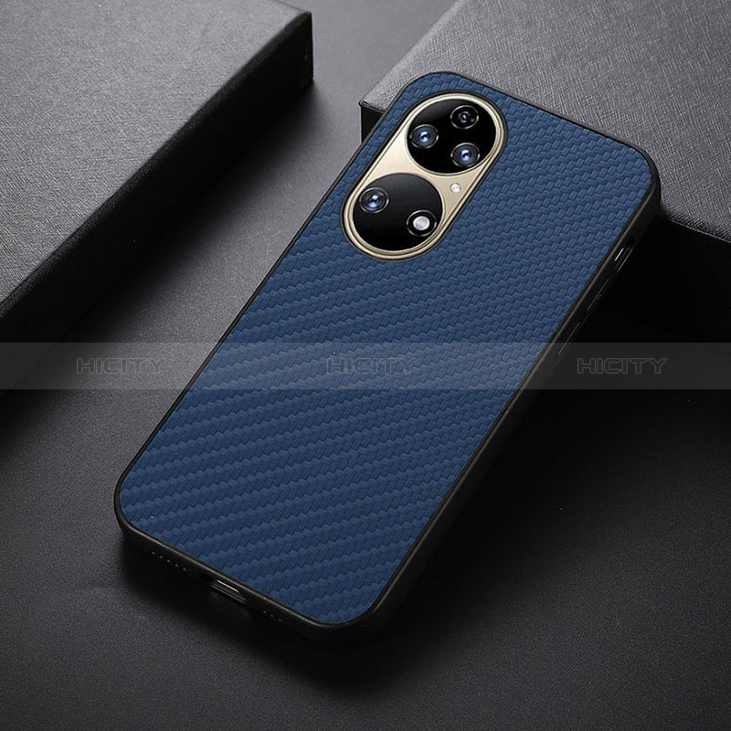 Coque Luxe Cuir Housse Etui B07H pour Huawei P50 Pro Bleu Plus