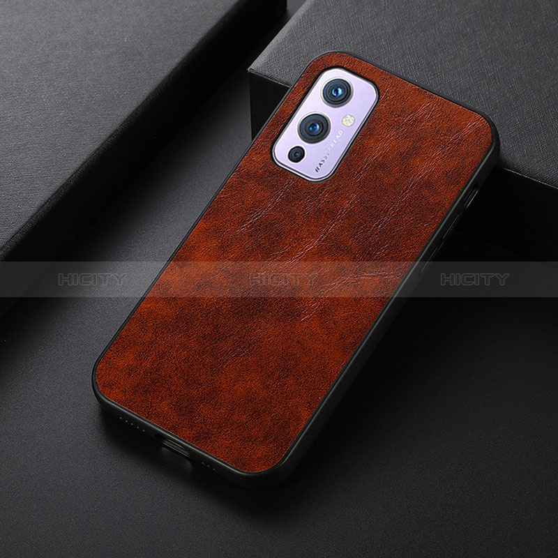 Coque Luxe Cuir Housse Etui B07H pour OnePlus 9 5G Brun Clair Plus