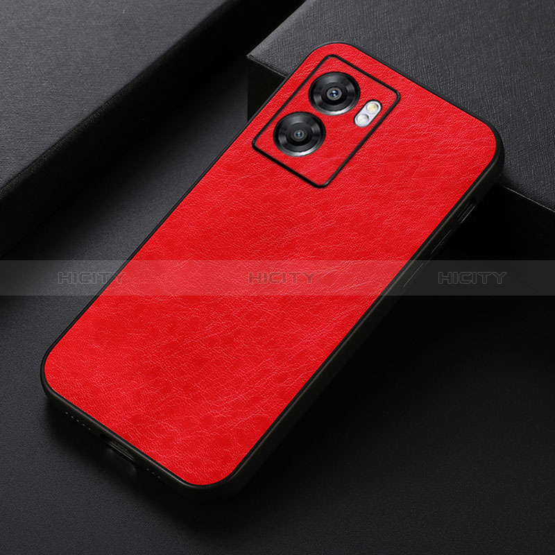 Coque Luxe Cuir Housse Etui B07H pour Oppo A77 5G Rouge Plus