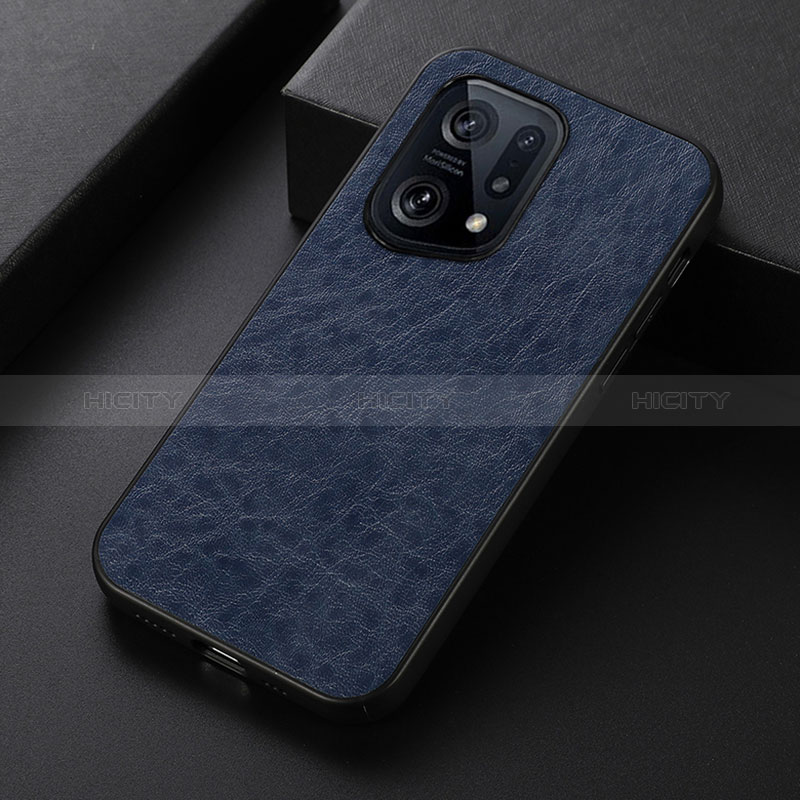 Coque Luxe Cuir Housse Etui B07H pour Oppo Find X5 5G Bleu Plus