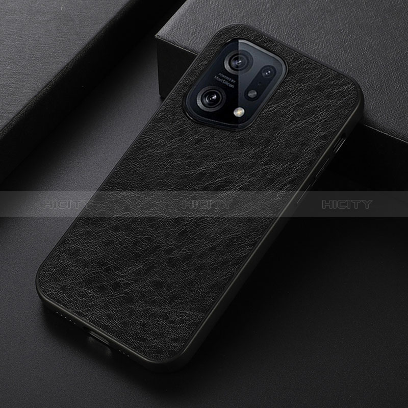 Coque Luxe Cuir Housse Etui B07H pour Oppo Find X5 5G Noir Plus