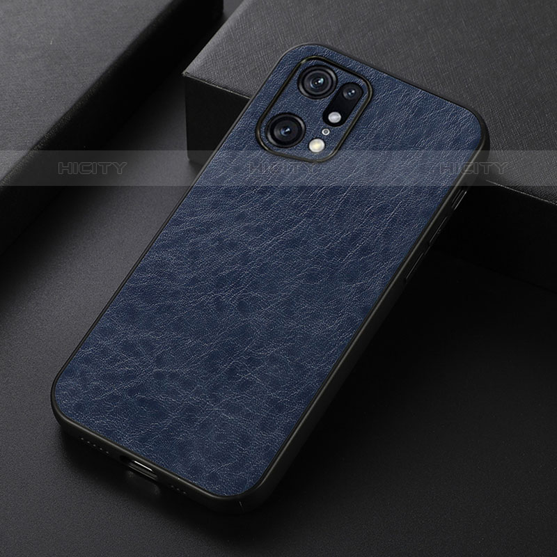 Coque Luxe Cuir Housse Etui B07H pour Oppo Find X5 Pro 5G Bleu Plus