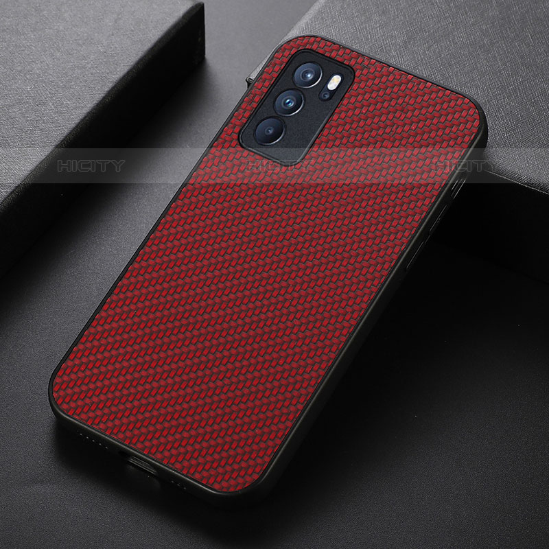 Coque Luxe Cuir Housse Etui B07H pour Oppo Reno6 Pro 5G India Rouge Plus