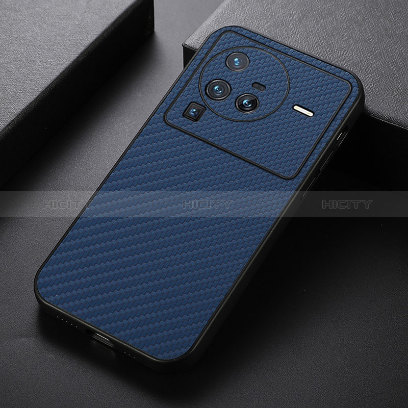 Coque Luxe Cuir Housse Etui B07H pour Vivo X80 Pro 5G Bleu Plus