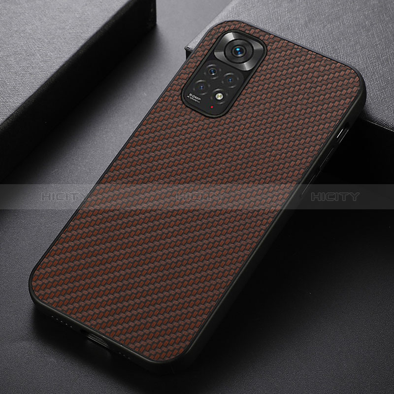 Coque Luxe Cuir Housse Etui B07H pour Xiaomi Redmi Note 11 4G (2022) Marron Plus