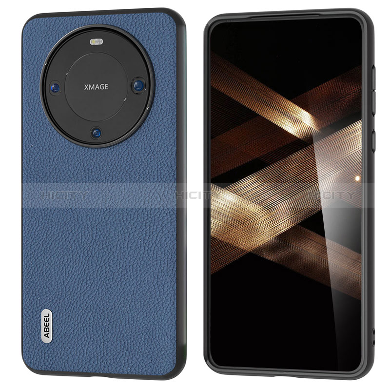 Coque Luxe Cuir Housse Etui B08H pour Huawei Mate 60 Bleu Plus