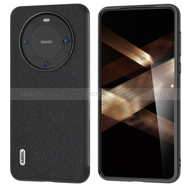 Coque Luxe Cuir Housse Etui B08H pour Huawei Mate 60 Noir Plus