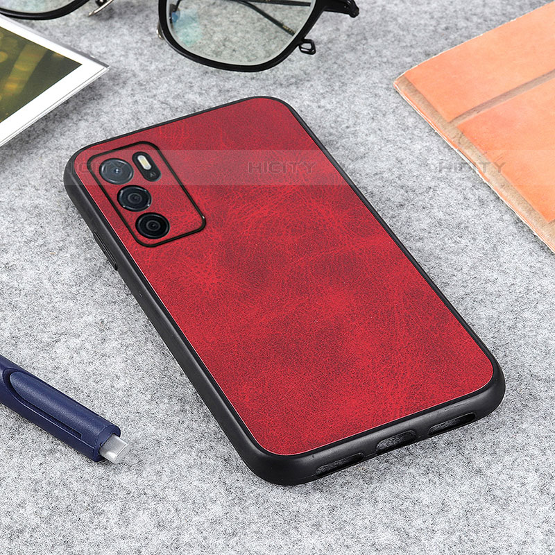 Coque Luxe Cuir Housse Etui B08H pour Oppo A54s Rouge Plus