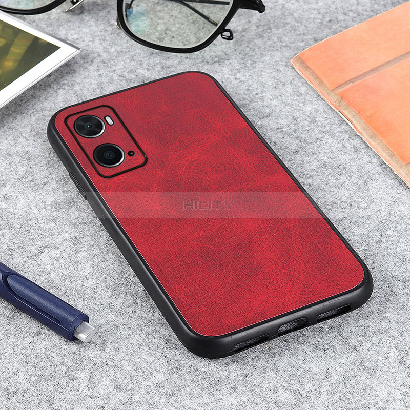 Coque Luxe Cuir Housse Etui B08H pour Oppo A76 Rouge Plus