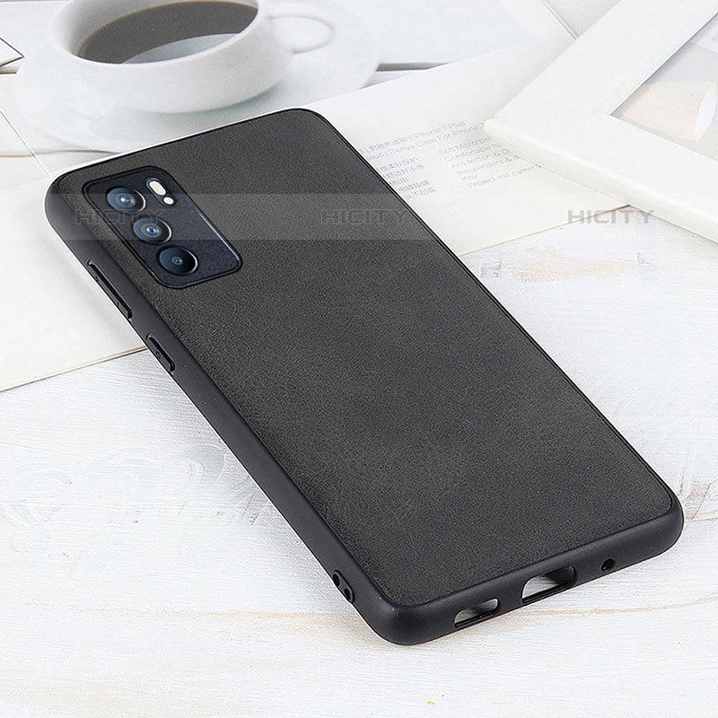 Coque Luxe Cuir Housse Etui B08H pour Oppo Reno6 5G Noir Plus