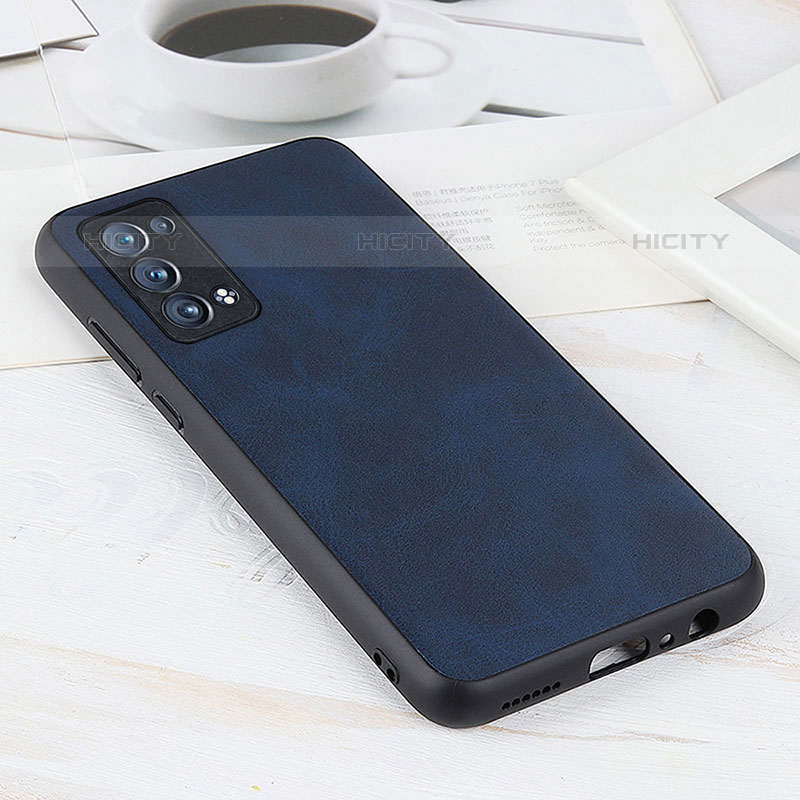 Coque Luxe Cuir Housse Etui B08H pour Oppo Reno6 Pro+ Plus 5G Bleu Plus