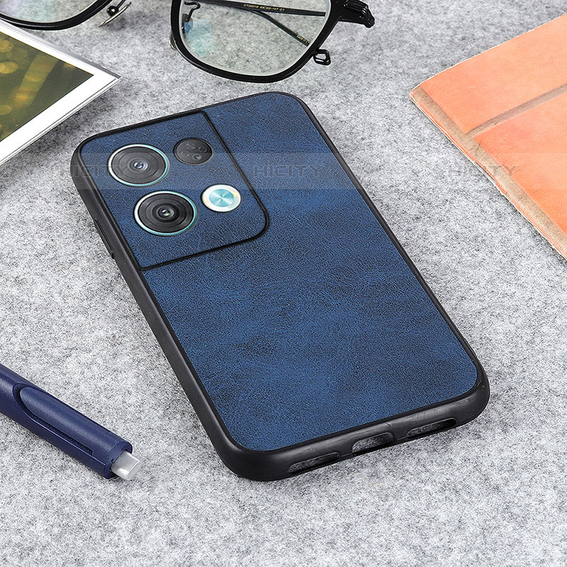 Coque Luxe Cuir Housse Etui B08H pour Oppo Reno9 Pro 5G Bleu Plus