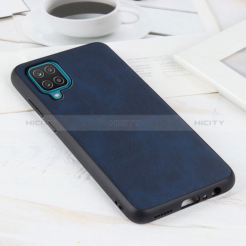 Coque Luxe Cuir Housse Etui B08H pour Samsung Galaxy A12 Bleu Plus