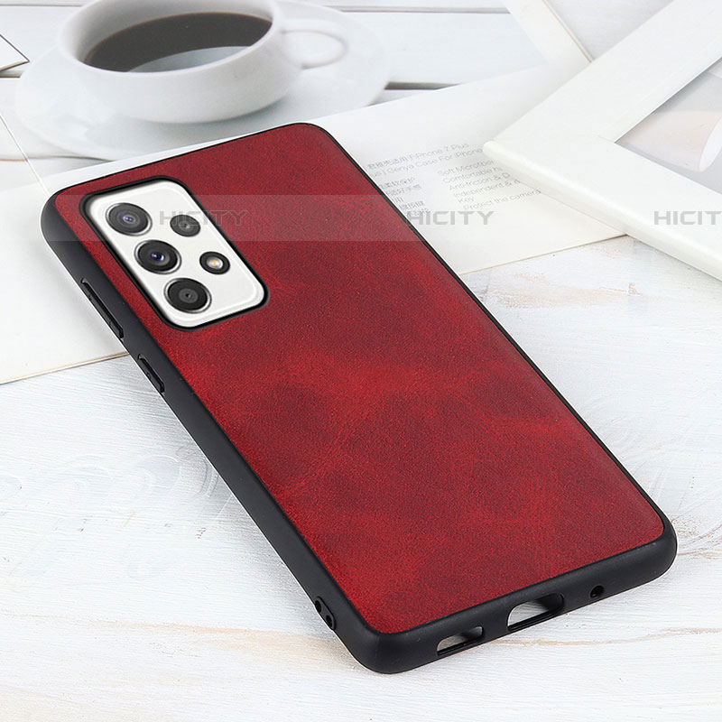 Coque Luxe Cuir Housse Etui B08H pour Samsung Galaxy A52 5G Rouge Plus