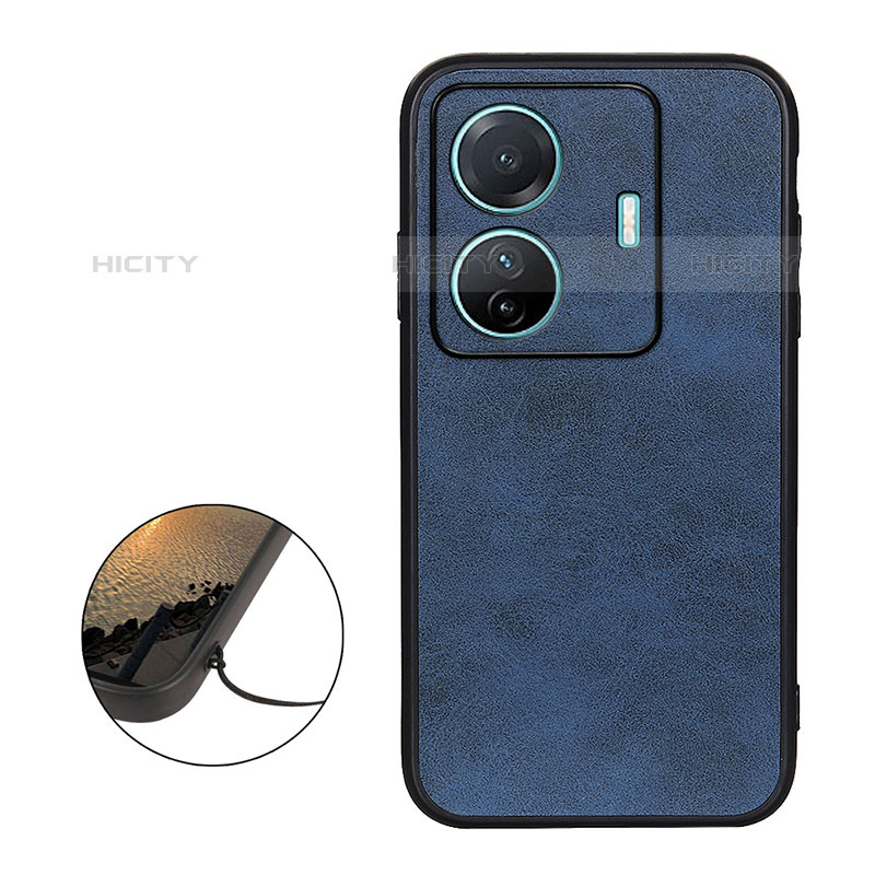 Coque Luxe Cuir Housse Etui B08H pour Vivo iQOO Z6 Pro 5G Bleu Plus