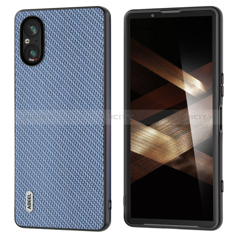 Coque Luxe Cuir Housse Etui BH3 pour Sony Xperia 5 V Bleu Ciel Plus