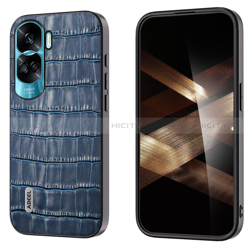 Coque Luxe Cuir Housse Etui BH4 pour Huawei Honor 90 Lite 5G Bleu Plus