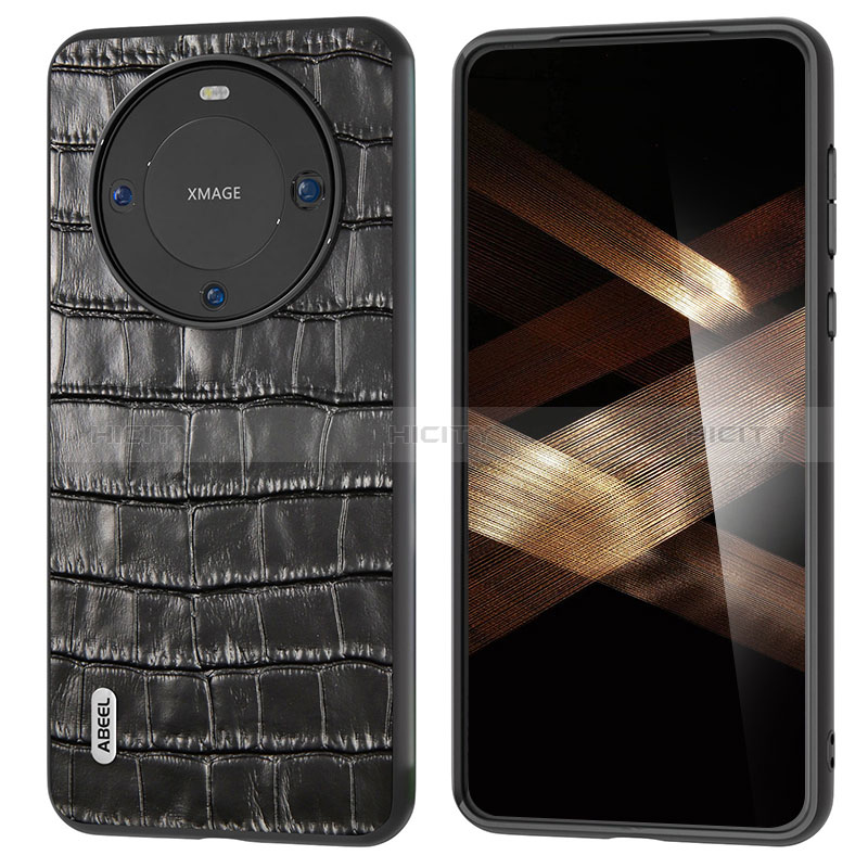 Coque Luxe Cuir Housse Etui BH4 pour Huawei Mate 60 Noir Plus