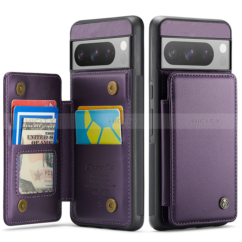 Coque Luxe Cuir Housse Etui C01S pour Google Pixel 8 Pro 5G Violet Plus