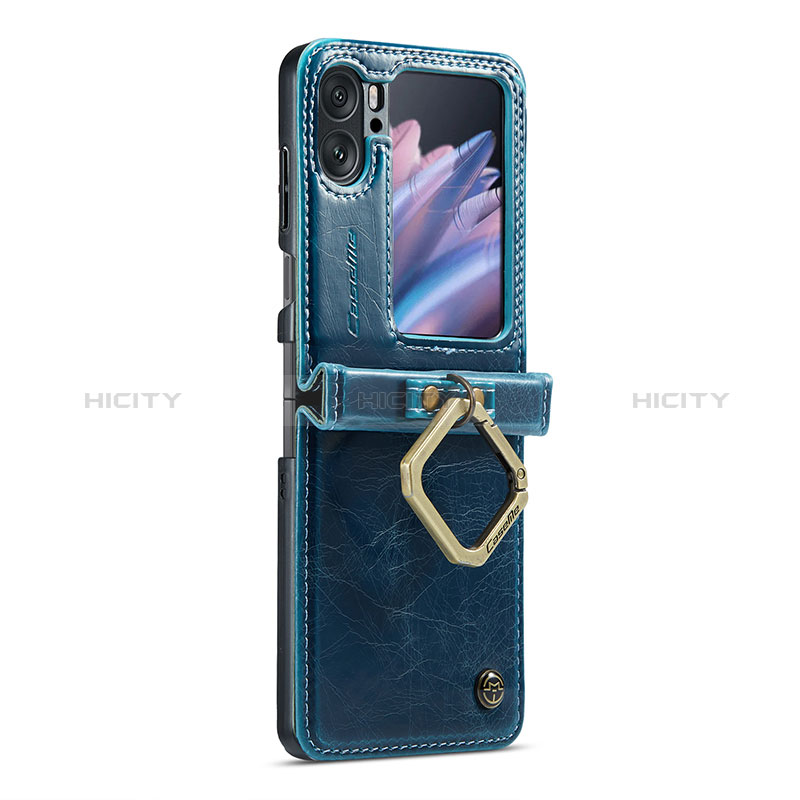 Coque Luxe Cuir Housse Etui C01S pour Oppo Find N2 Flip 5G Bleu Plus