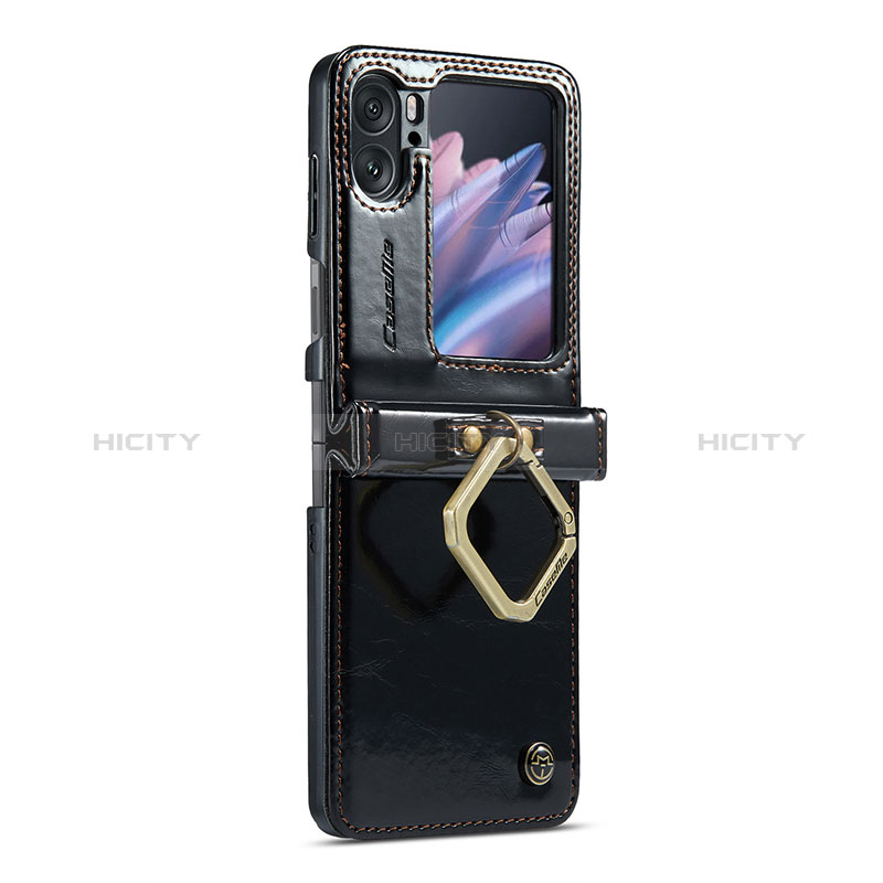 Coque Luxe Cuir Housse Etui C01S pour Oppo Find N2 Flip 5G Noir Plus