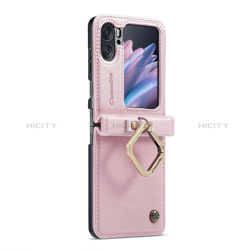 Coque Luxe Cuir Housse Etui C01S pour Oppo Find N2 Flip 5G Or Rose Plus