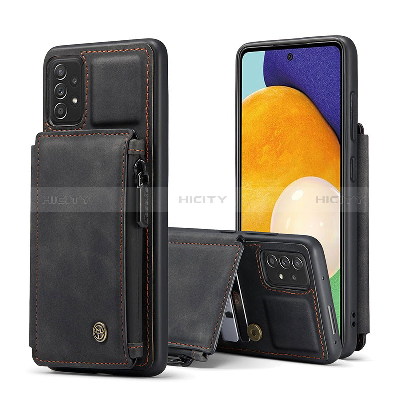 Coque Luxe Cuir Housse Etui C01S pour Samsung Galaxy A52s 5G Noir Plus