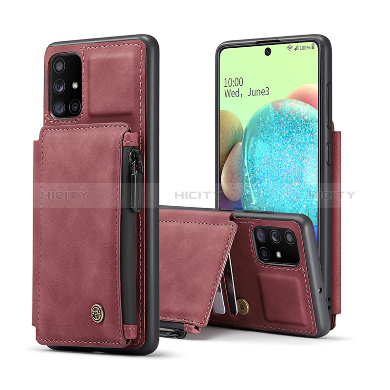 Coque Luxe Cuir Housse Etui C01S pour Samsung Galaxy A71 5G Rouge Plus