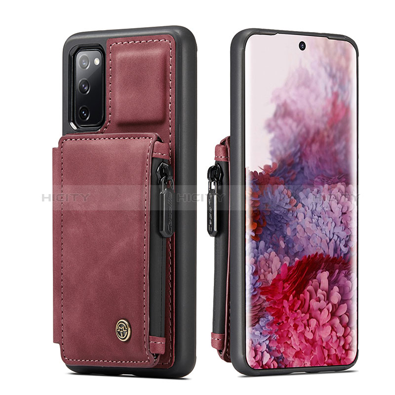 Coque Luxe Cuir Housse Etui C01S pour Samsung Galaxy S20 FE 5G Rouge Plus