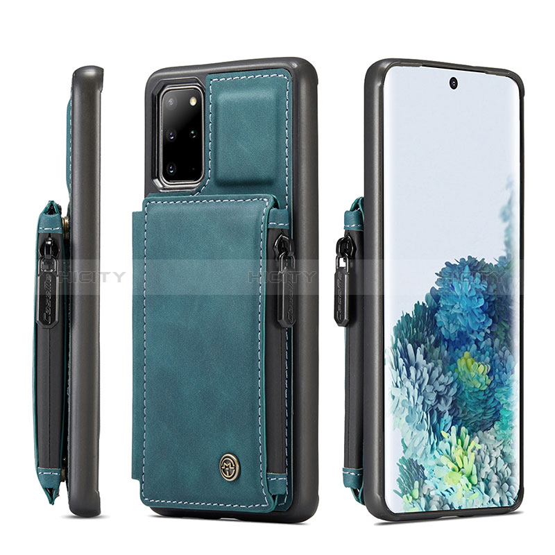 Coque Luxe Cuir Housse Etui C01S pour Samsung Galaxy S20 Plus 5G Bleu Plus