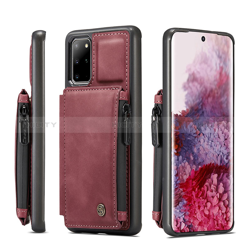 Coque Luxe Cuir Housse Etui C01S pour Samsung Galaxy S20 Plus 5G Rouge Plus