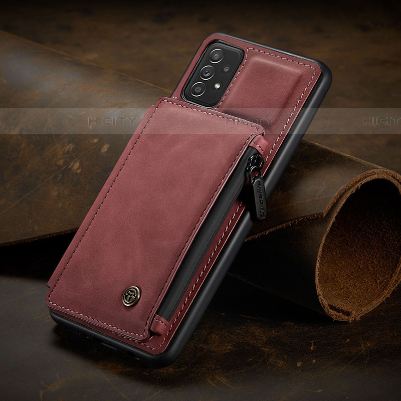 Coque Luxe Cuir Housse Etui C02S pour Samsung Galaxy A72 4G Rouge Plus