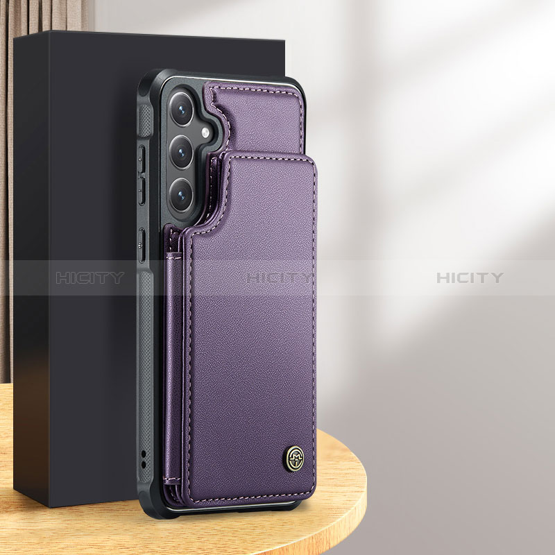 Coque Luxe Cuir Housse Etui C02S pour Samsung Galaxy S24 5G Violet Plus