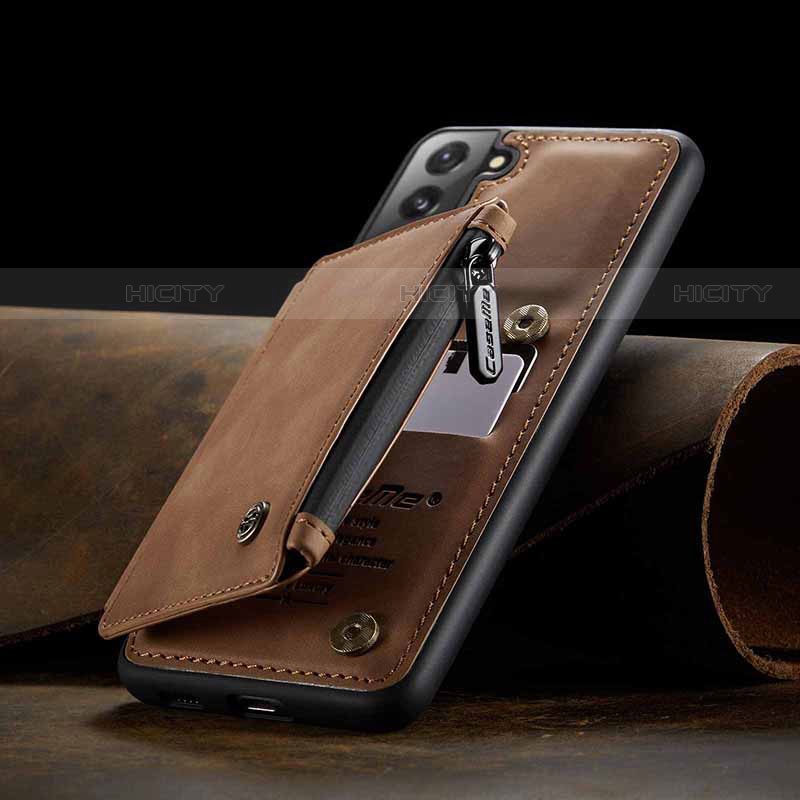 Coque Luxe Cuir Housse Etui C03S pour Samsung Galaxy S21 5G Brun Clair Plus