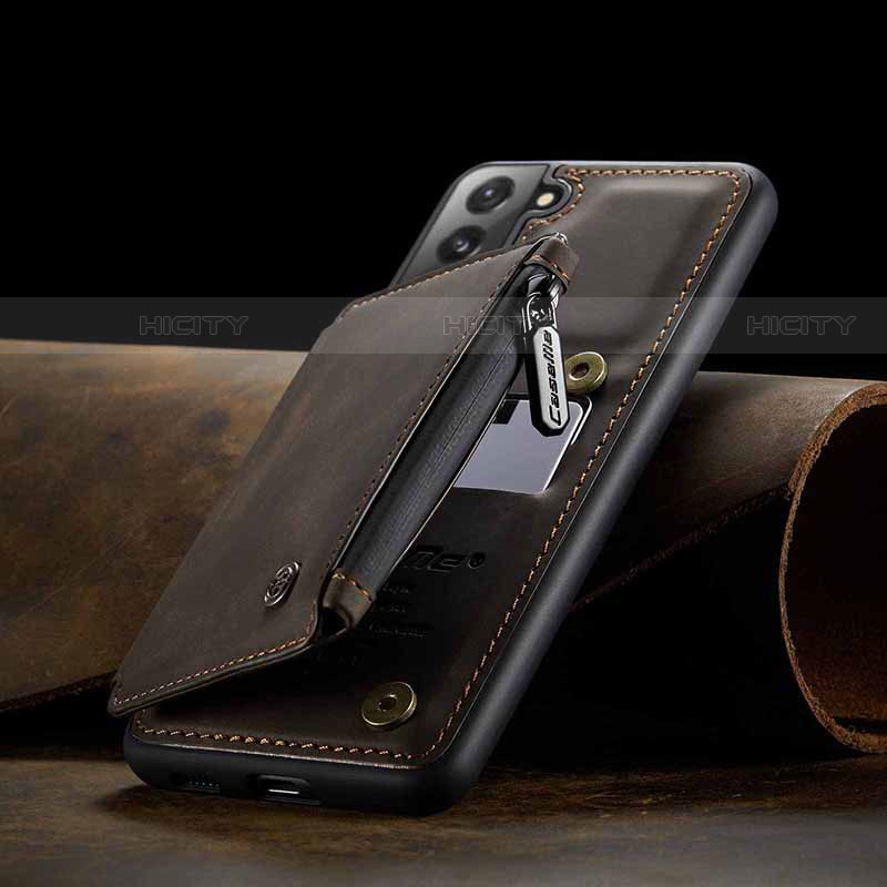 Coque Luxe Cuir Housse Etui C03S pour Samsung Galaxy S21 5G Marron Plus