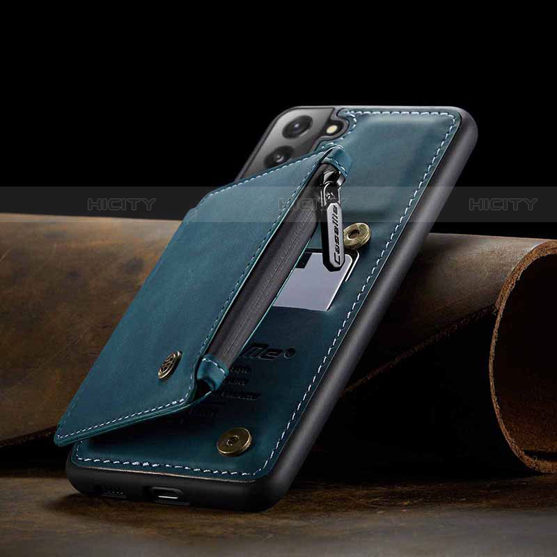 Coque Luxe Cuir Housse Etui C03S pour Samsung Galaxy S21 FE 5G Bleu Plus